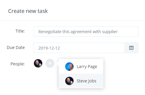 Create tasks for suppliers