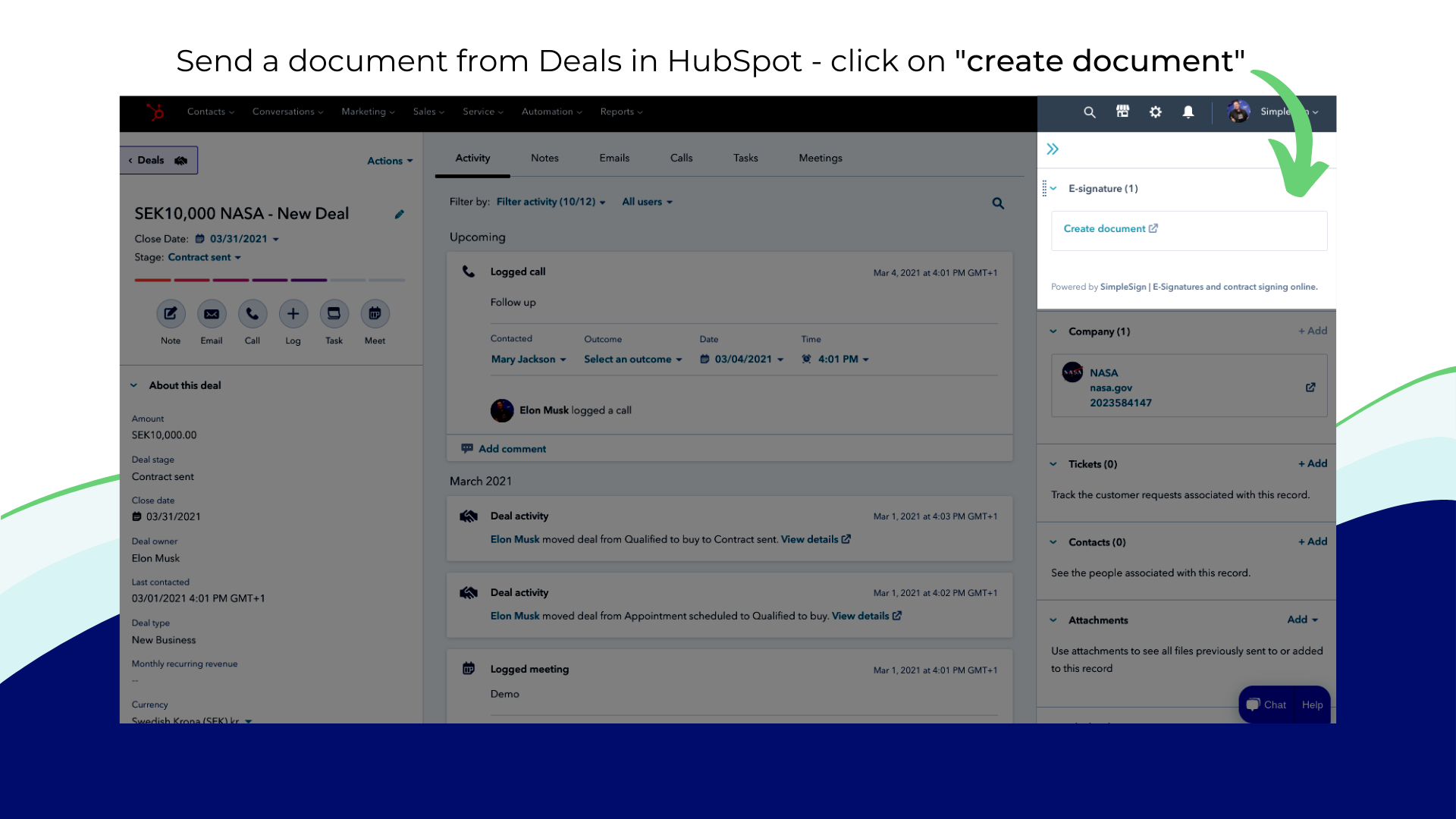 Create Document in HubSpot